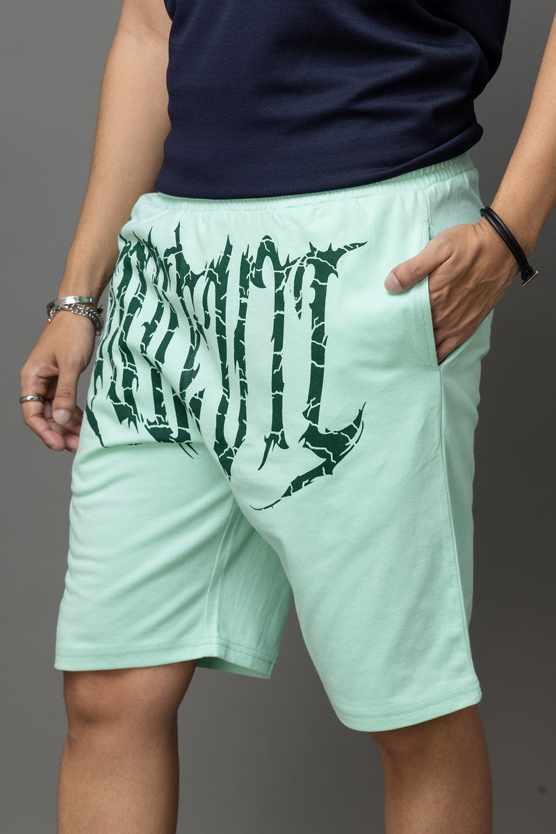 Go Devil Printed Mint Green Shorts For Men - Image 2